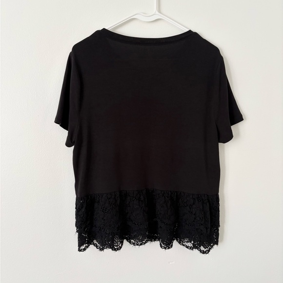 Kate Spade Broome Street Black Lace Flounce Short Sleeve Tee Size Large - Picture 3 of 6